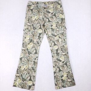 JW Junction West Linen Cotton Floral Cargo Pants Size 10 Tropical Y2K Boho